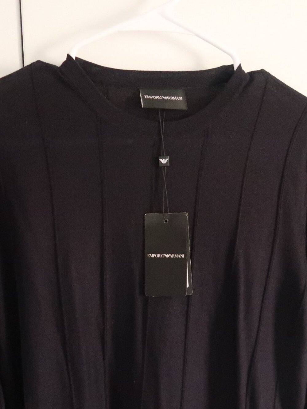 Emporio Armani, black ribbed long sleeve pullover shirt, size S, Small, NWT